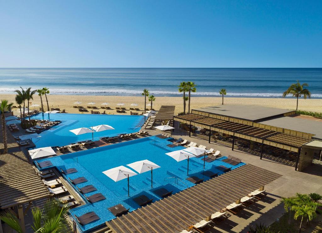 an aerial view of a resort with a beach at Krystal Grand Los Cabos - All Inclusive in San José del Cabo