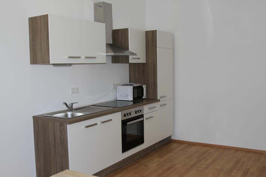 Kuchyň nebo kuchyňský kout v ubytování Apartment Fonhauser