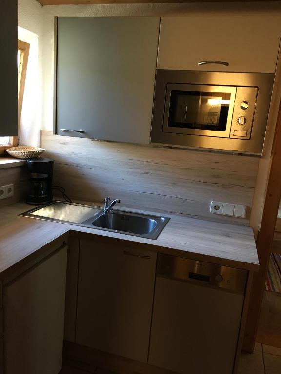 Kuchyň nebo kuchyňský kout v ubytování Plattnerhof Kaunertal