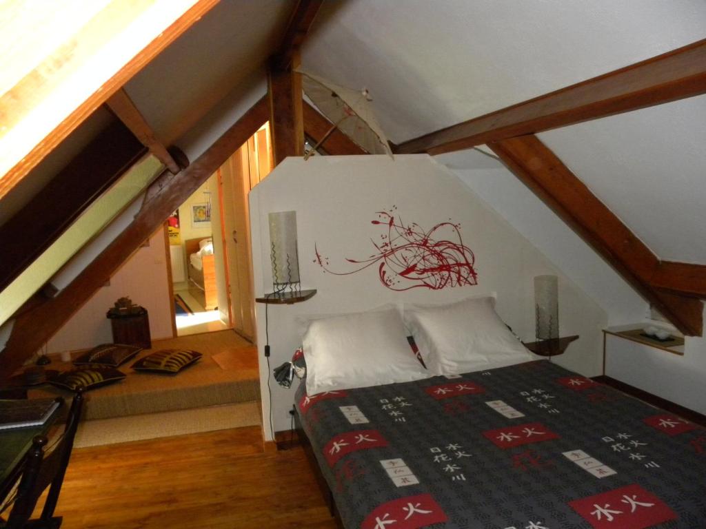 Postel nebo postele na pokoji v ubytování Le Lavoir de Julia