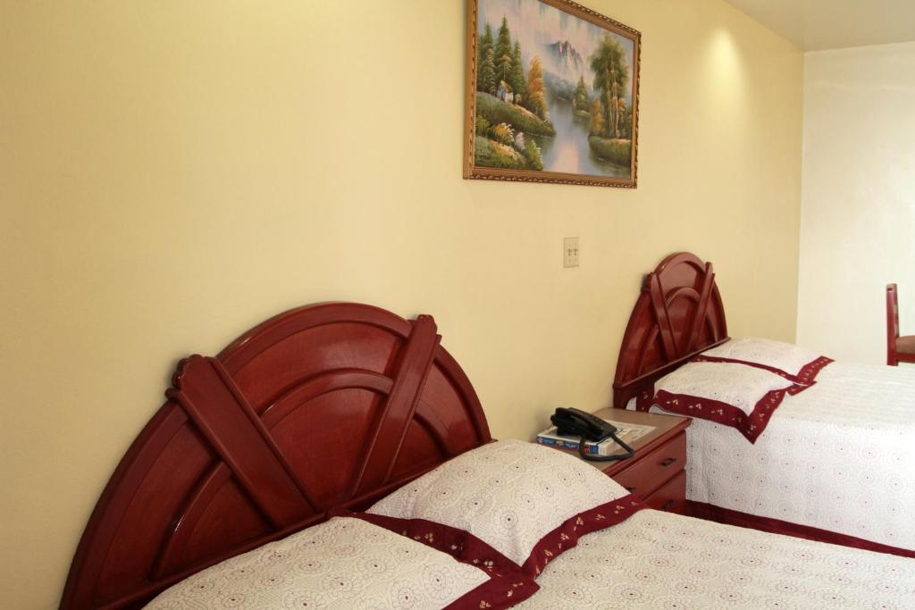 Postel nebo postele na pokoji v ubytování Hotel Alcala