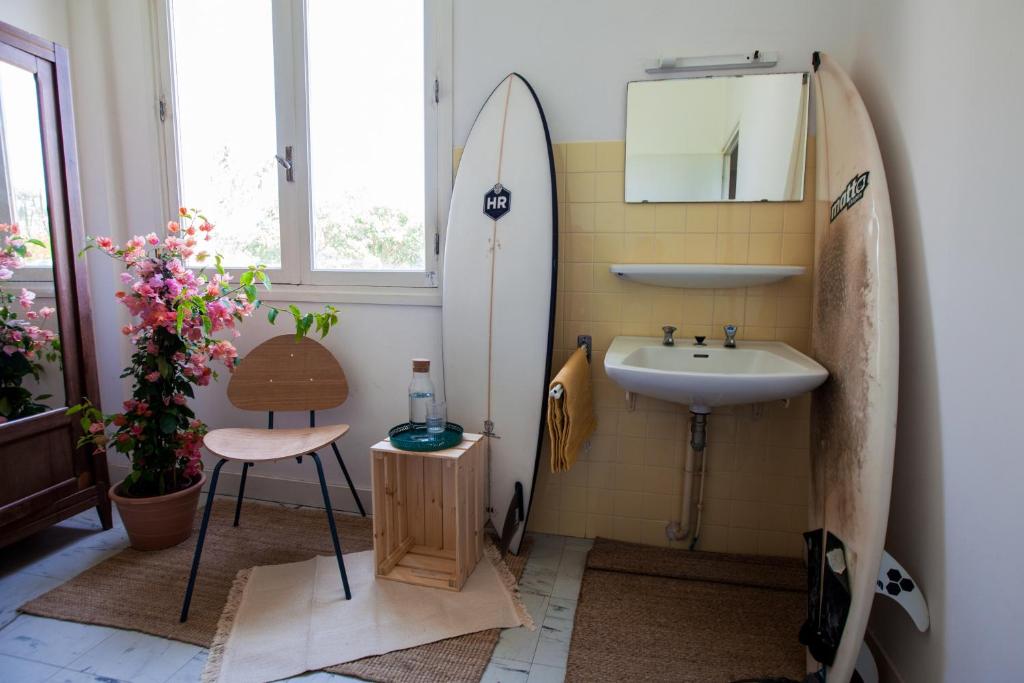 Koupelna v ubytování Surfhostel Hossegor