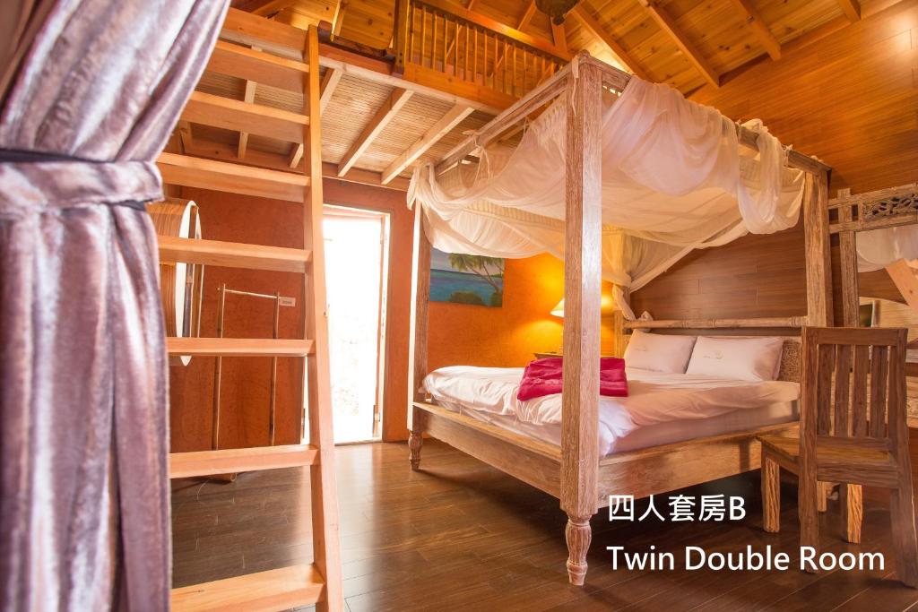 Postel nebo postele na pokoji v ubytování Kenting Afei Surf Hostel Nanwan