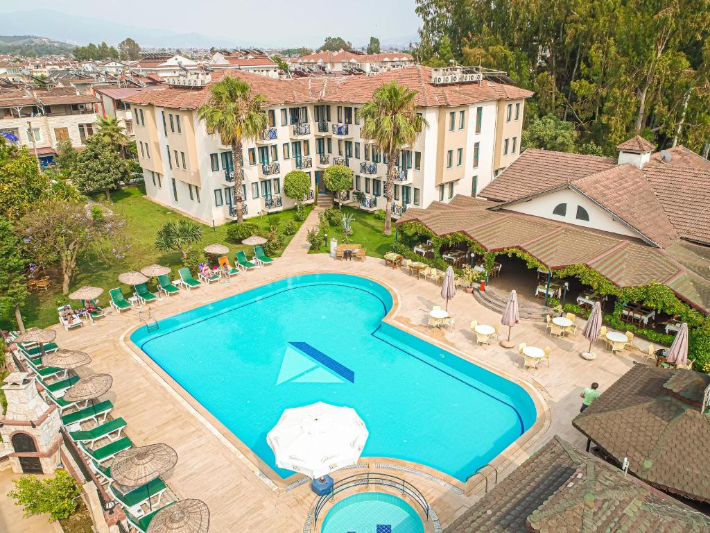 an overhead view of a swimming pool at a hotel at Bezay Hotel in Fethiye