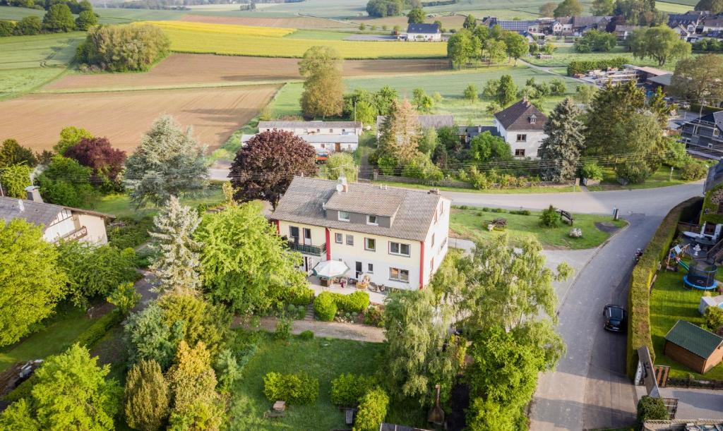 an aerial view of a house in a village at Landhaus vor Burg Eltz in Wierschem