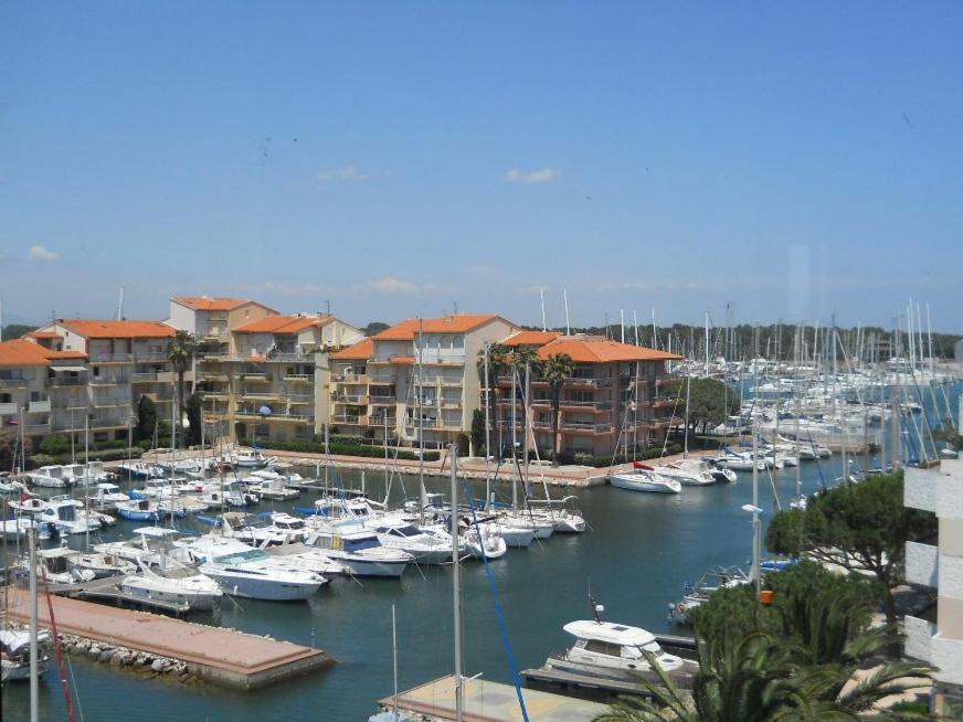 un port de plaisance rempli de nombreux bateaux dans un port dans l'établissement Beau T2 Climatisé sur Marina avec parking privé, à Canet