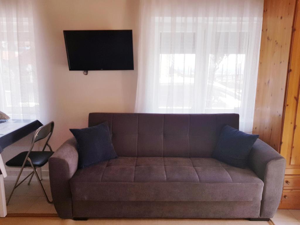 TV a/nebo společenská místnost v ubytování Safe and cozy studio in Xanthi!