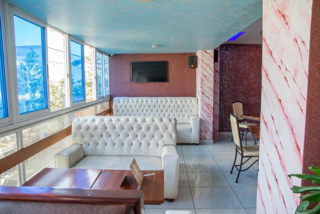TV a/nebo společenská místnost v ubytování Delfirm Hotel