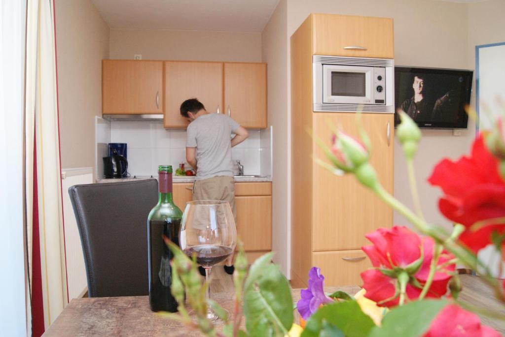 Kuchyňa alebo kuchynka v ubytovaní Apartments Hartsleben