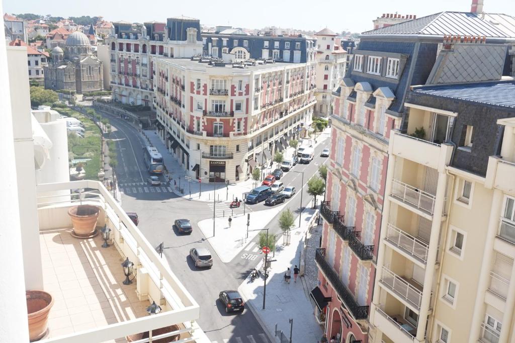 an aerial view of a city street with buildings at Studio Victoria Surf in Biarritz