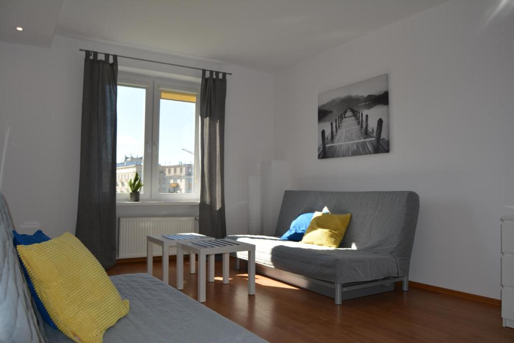 Svetainės erdvė apgyvendinimo įstaigoje Apartament Joanna