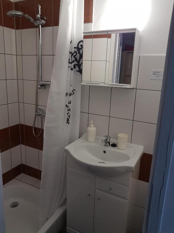 Koupelna v ubytování Leszkowo