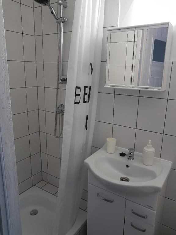 Koupelna v ubytování Leszkowo