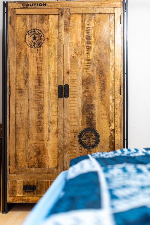 Postel nebo postele na pokoji v ubytování Ferienhaus im Grünen