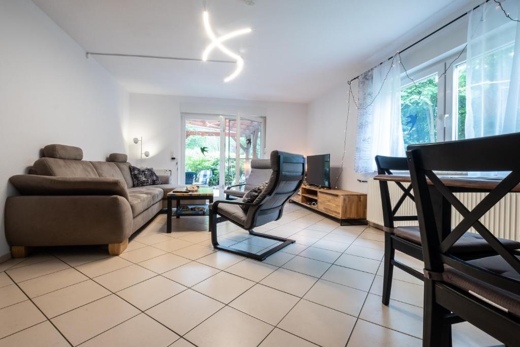Posezení v ubytování Ferienhaus im Grünen