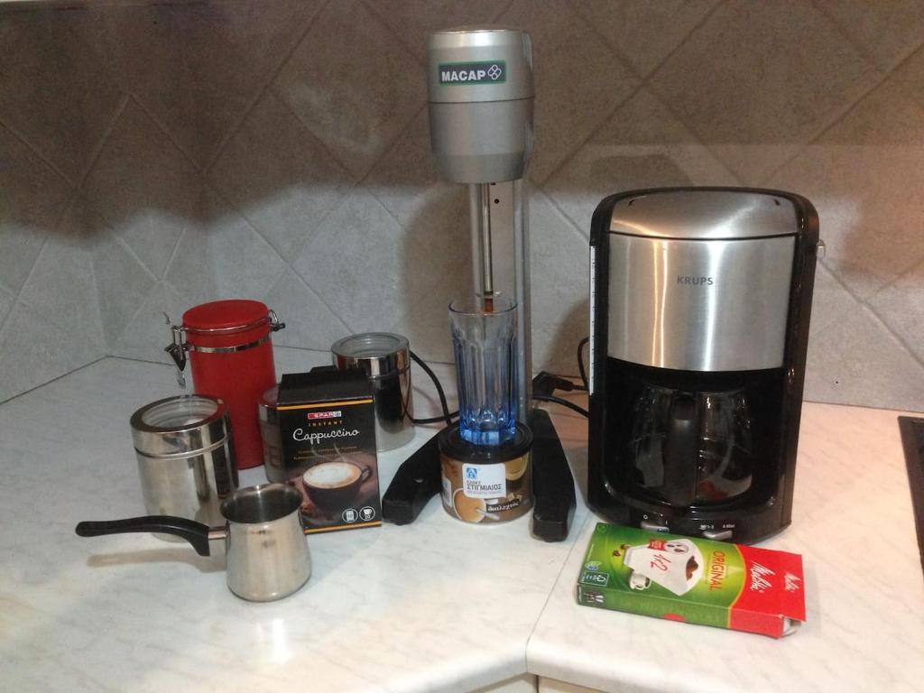 Coffee and tea making facilities at Lovely Apartment for 6Ppl , 2 BDRM , in Naxos , private patio