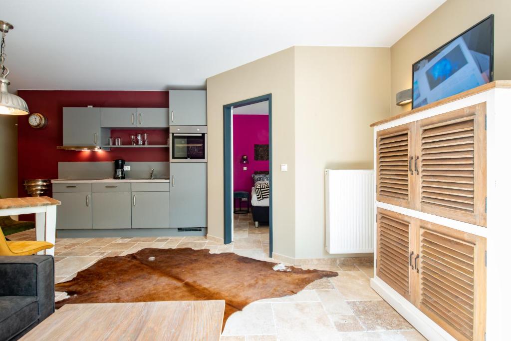 Kuchyň nebo kuchyňský kout v ubytování Aparthotel Ostseeperle Glowe - schön gestrandet