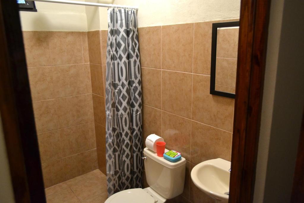 Koupelna v ubytování Hotel Columbus