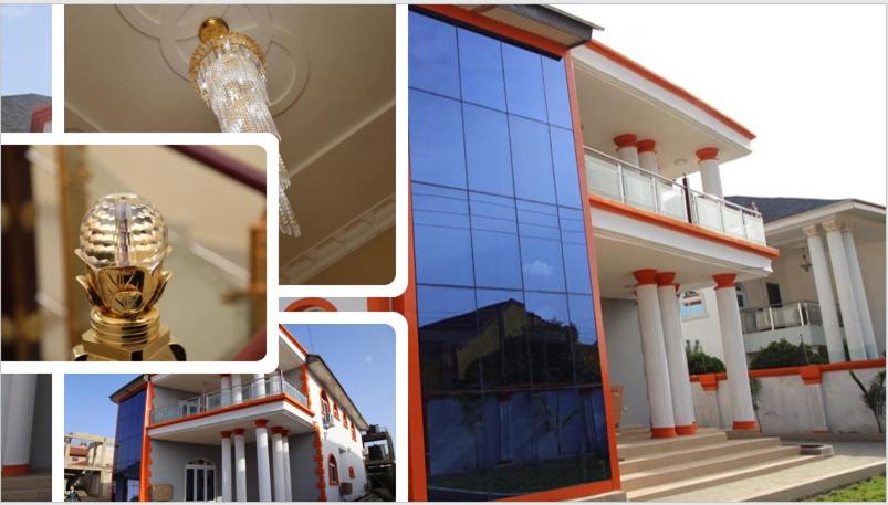a collage of pictures of a house and a trophy at Afri-Royal Hotel in Accra