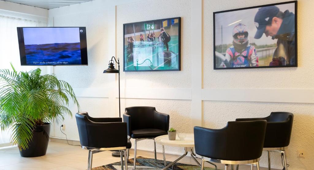 TV a/nebo společenská místnost v ubytování Hotell Vilja