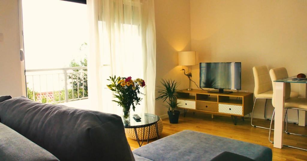 Televízia a/alebo spoločenská miestnosť v ubytovaní Apartments Beautiful View