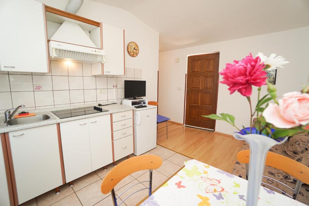 Kuchyň nebo kuchyňský kout v ubytování Apartment Sandra