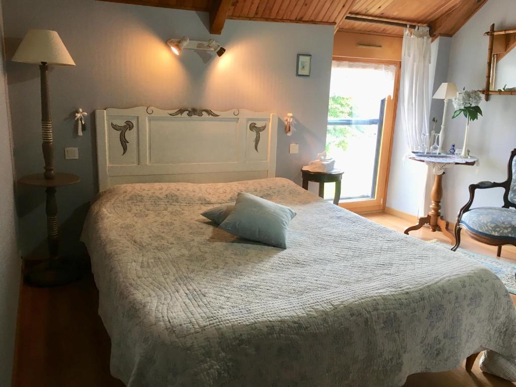 Giường trong phòng chung tại Chambre d'hôte La Pastourelle