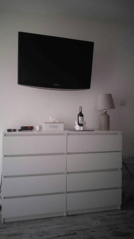 TV a/nebo společenská místnost v ubytování Apartament Leśny