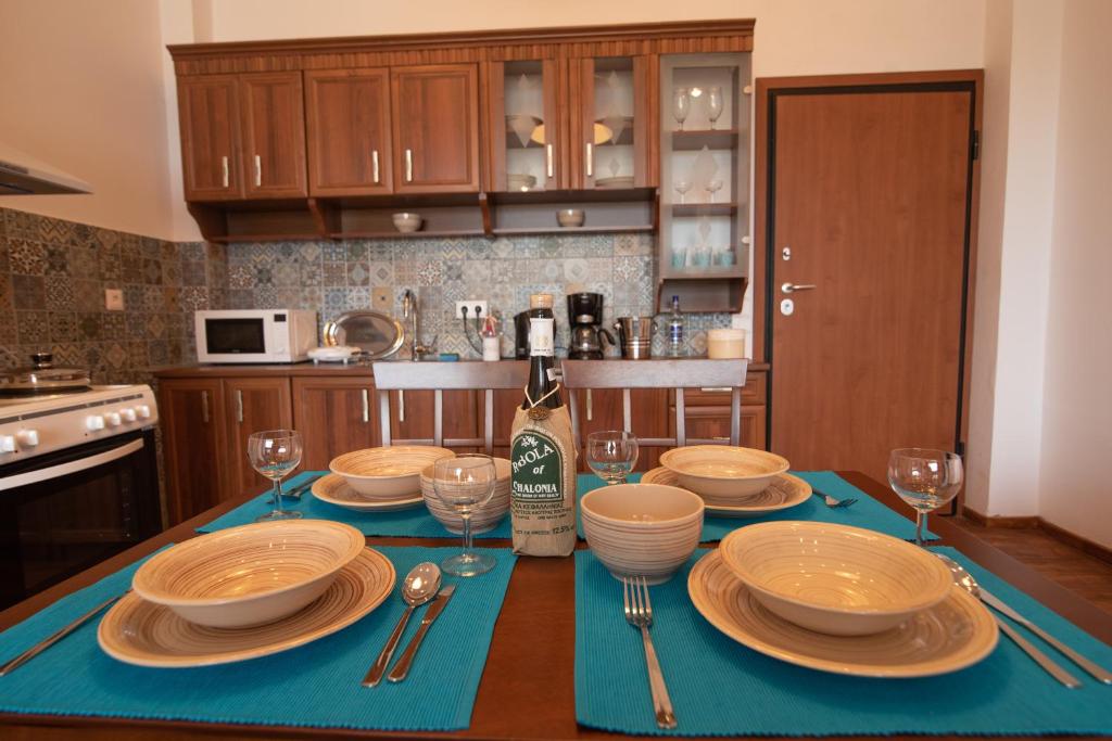 Kuchyň nebo kuchyňský kout v ubytování Calypso Apartments