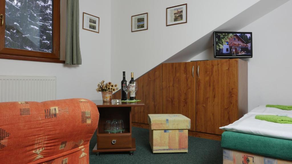 TV a/nebo společenská místnost v ubytování Pension Aspen Harrachov