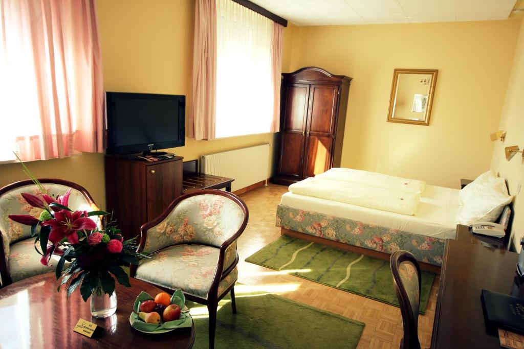 Televízia a/alebo spoločenská miestnosť v ubytovaní Carinthia Stadthotel
