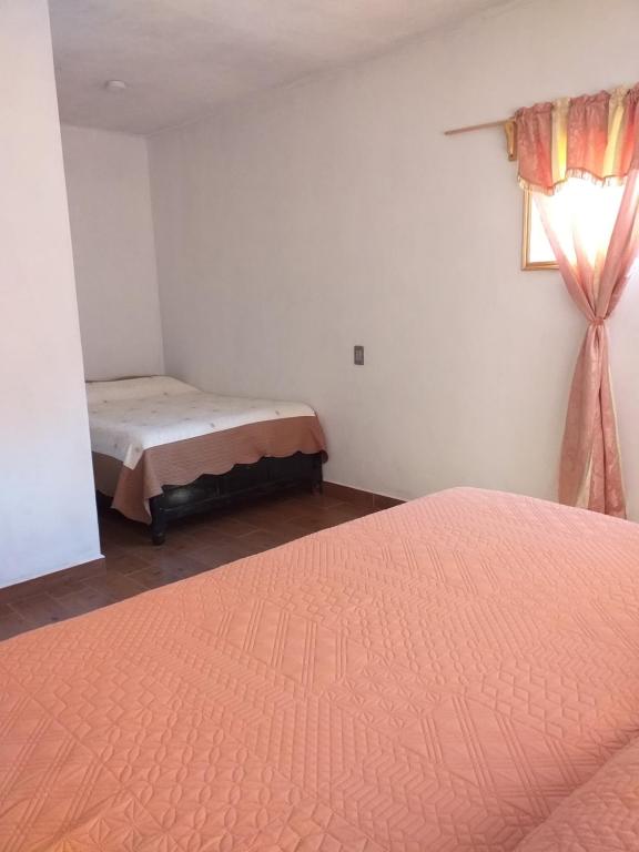 Postel nebo postele na pokoji v ubytování Cabañas villa de San Miguel