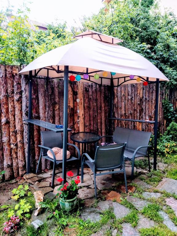 A garden outside Black&Red Apartment