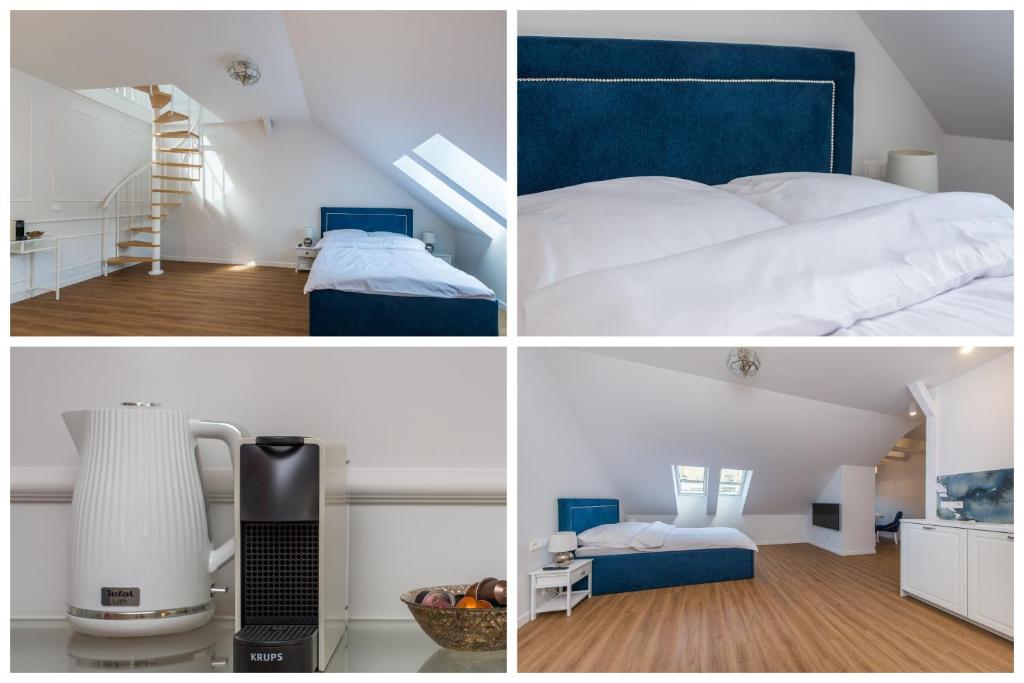 Posteľ alebo postele v izbe v ubytovaní Apartamenty Czwarte Piętro