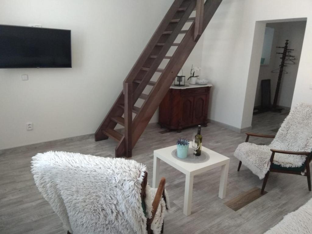TV a/nebo společenská místnost v ubytování Apartmány U splavu