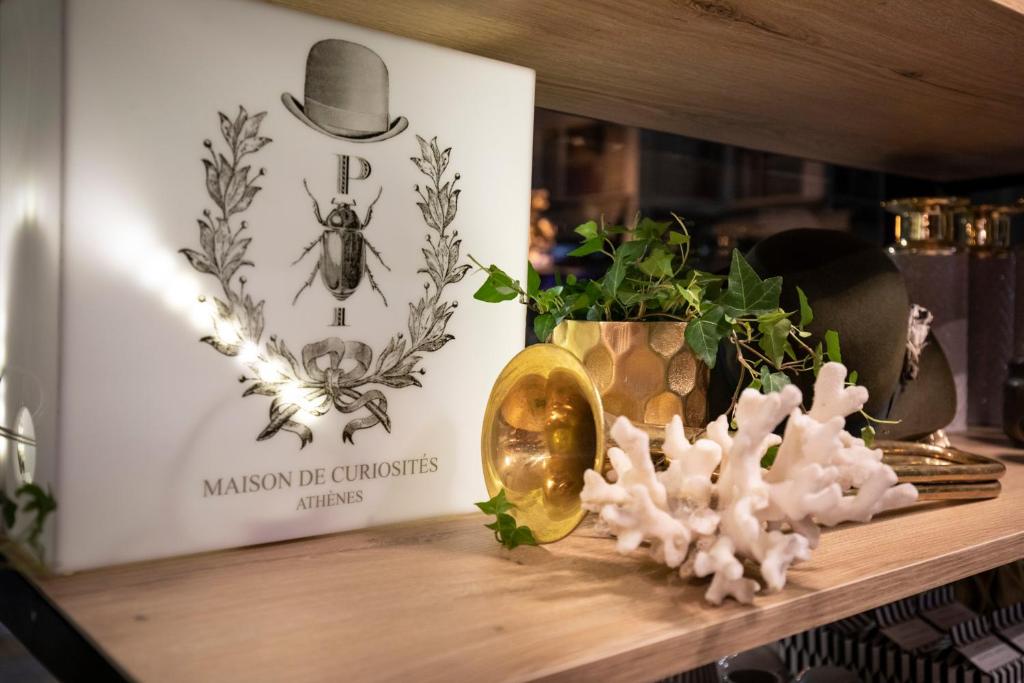 a shelf with a picture and plants on it at The Pinnacle Athens in Athens