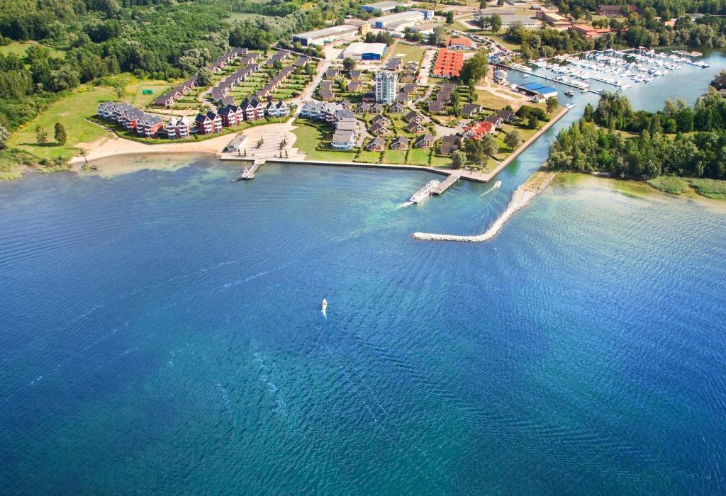 an aerial view of a large body of water at Ferienpark Müritz in Rechlin