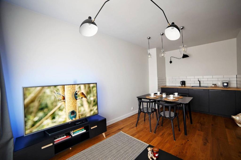 Televízia a/alebo spoločenská miestnosť v ubytovaní One Apartment