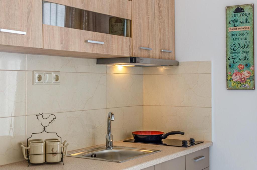A kitchen or kitchenette at Happiness Apartments