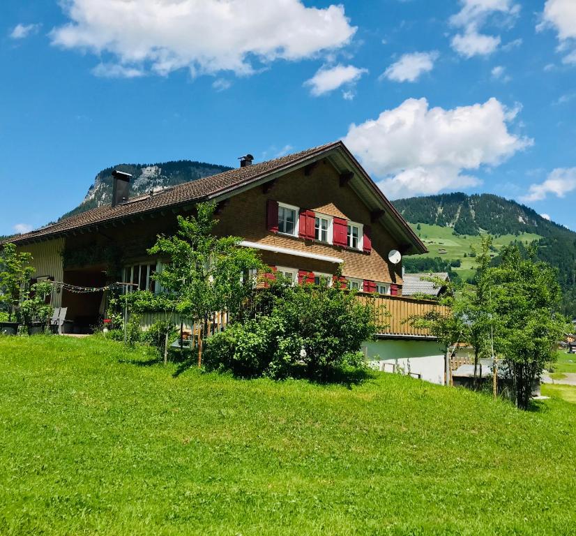 a house on a hill with a green field at Haus Stabentheiner in Au im Bregenzerwald