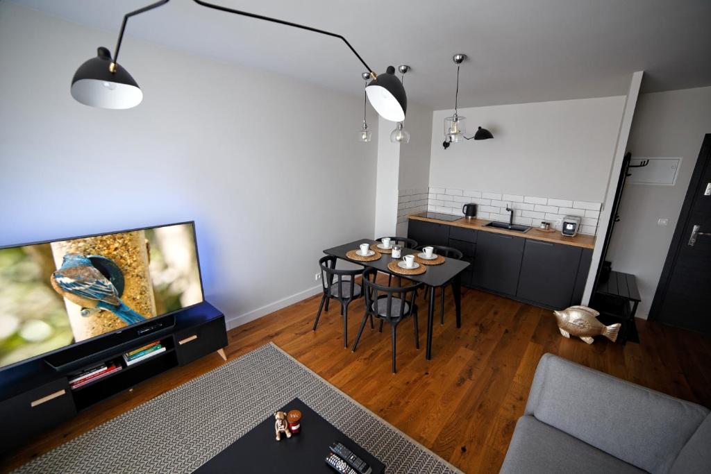 Televízia a/alebo spoločenská miestnosť v ubytovaní One Apartment