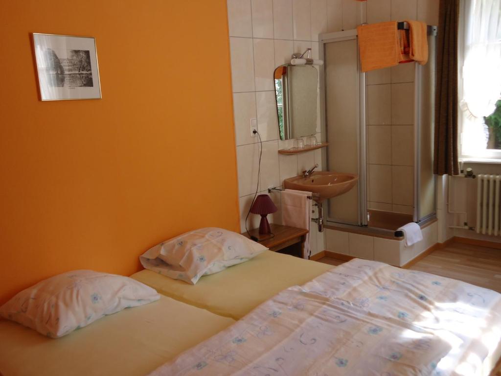 Postel nebo postele na pokoji v ubytování Hostellerie de la Vallée