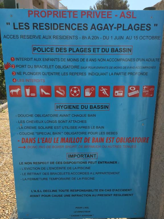 Certifikát, hodnocení, plakát nebo jiný dokument vystavený v ubytování appartement vue mer piscines parking LES CORAUX AGAY PLAGE