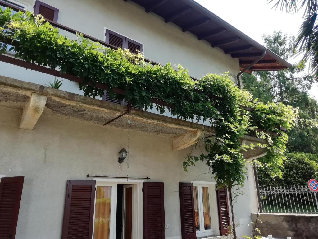 une maison blanche avec des plantes sur son côté dans l'établissement Invorio La Corte, à Invorio Inferiore