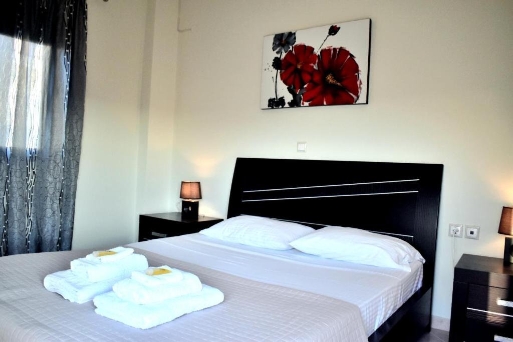 Posteľ alebo postele v izbe v ubytovaní Almyrida sea view house