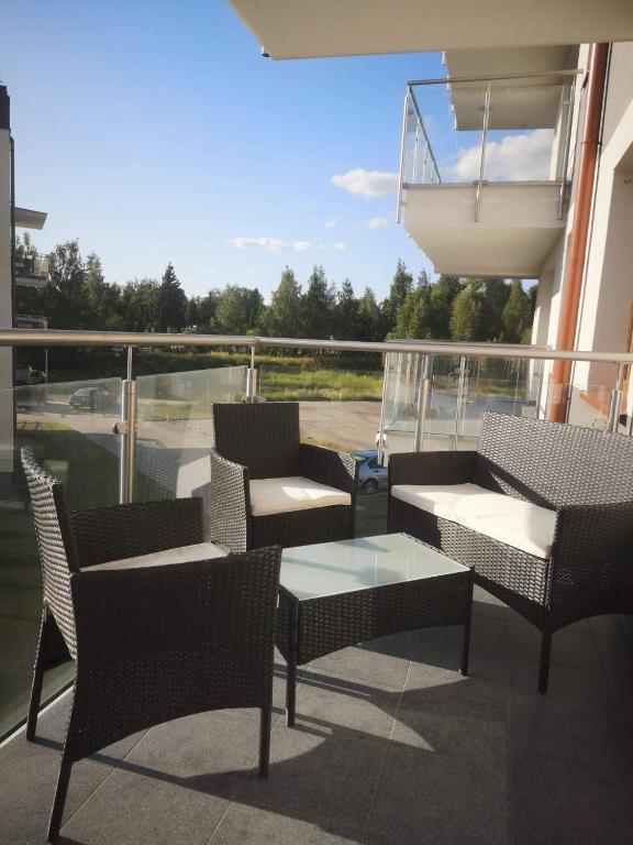 Balkón alebo terasa v ubytovaní Golden Mazury Apartament