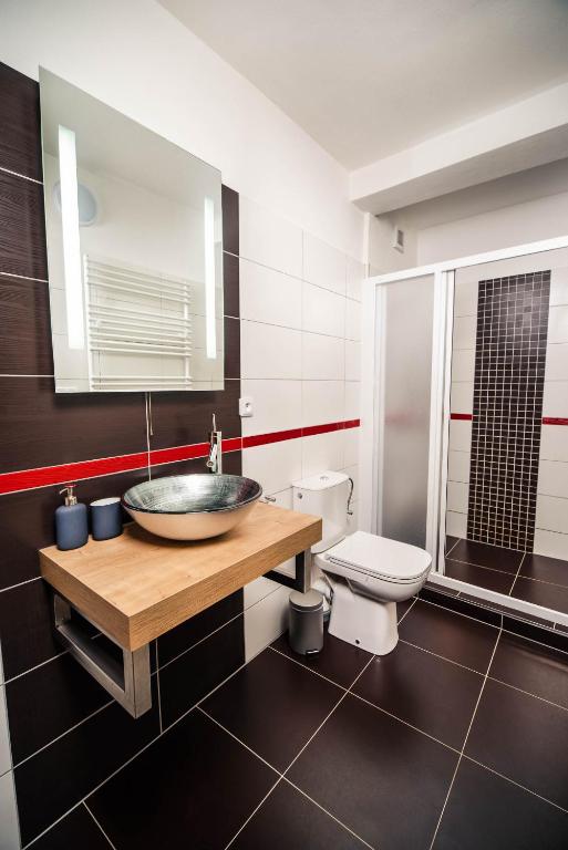 Koupelna v ubytování Apartmány U Ořecha