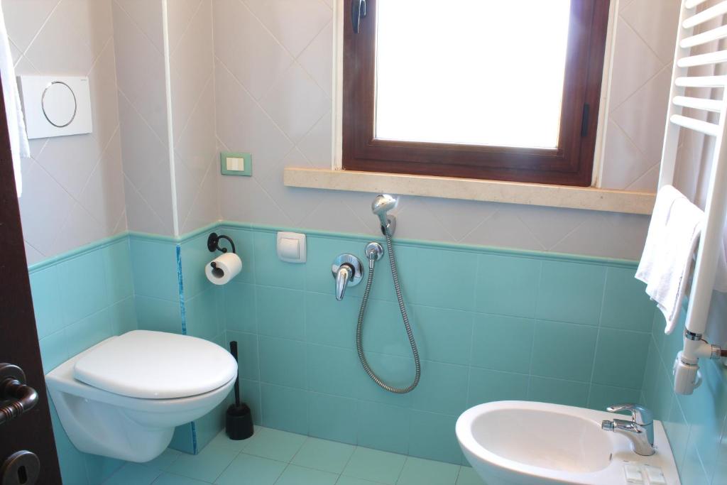 a bathroom with a shower and a toilet and a sink at Country House La Foggetta in Pineto