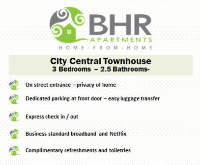 City Centre Townhouse-3 Bedrooms & Parking - BHR Apartments