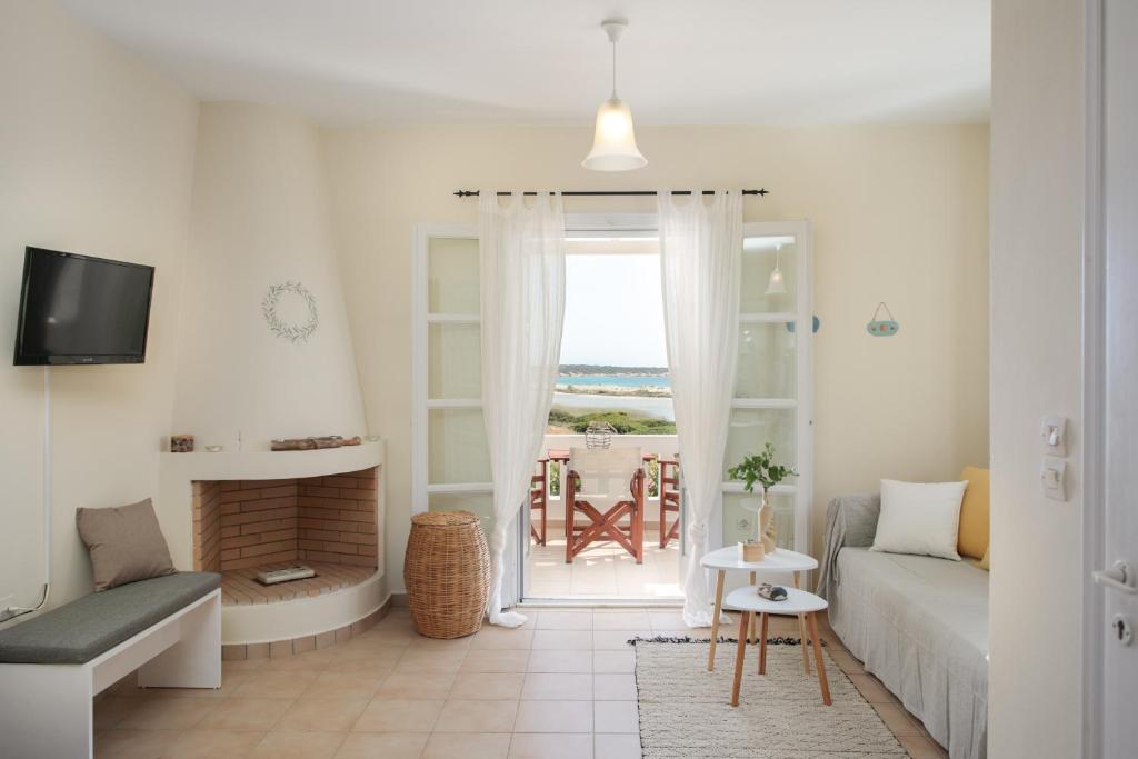 Posezení v ubytování Salty Apartments Sea View Naxos